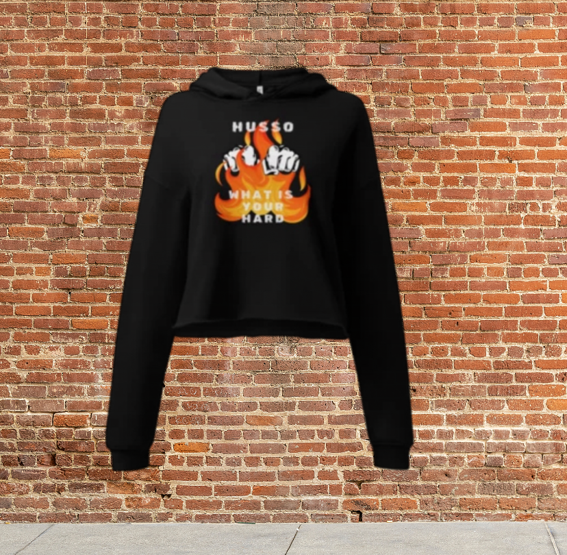 Husso Hard flaming hands, Crop Hoodie
