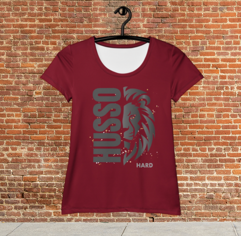 Husso Hard half face lion husso spandex athletic t-shirt