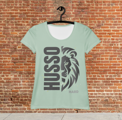 Husso Hard half face lion husso spandex athletic t-shirt