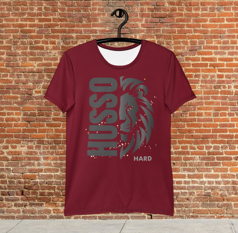 Husso Hard half face lion husso spandex athletic t-shirt