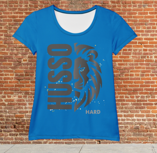 Husso Hard half face lion husso spandex athletic t-shirt