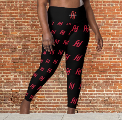 Husso Hard all over double red H Leggings with pockets