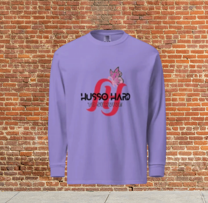 Husso Hard Cancer double red H Garment-dyed heavyweight long-sleeve shirt