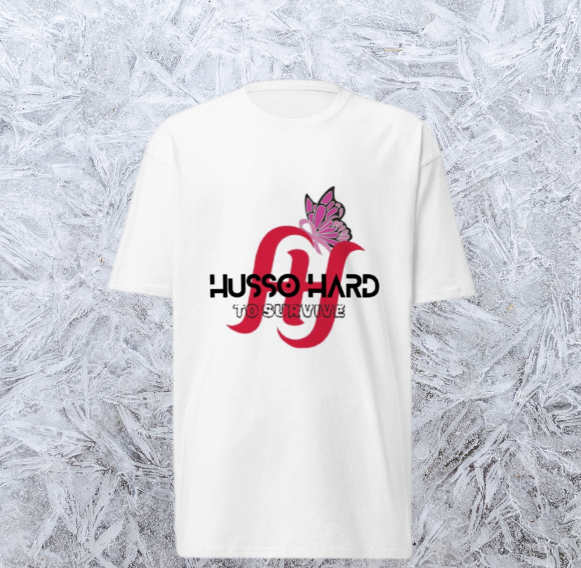 Husso Hard cancer double red H Men’s premium heavyweight tee