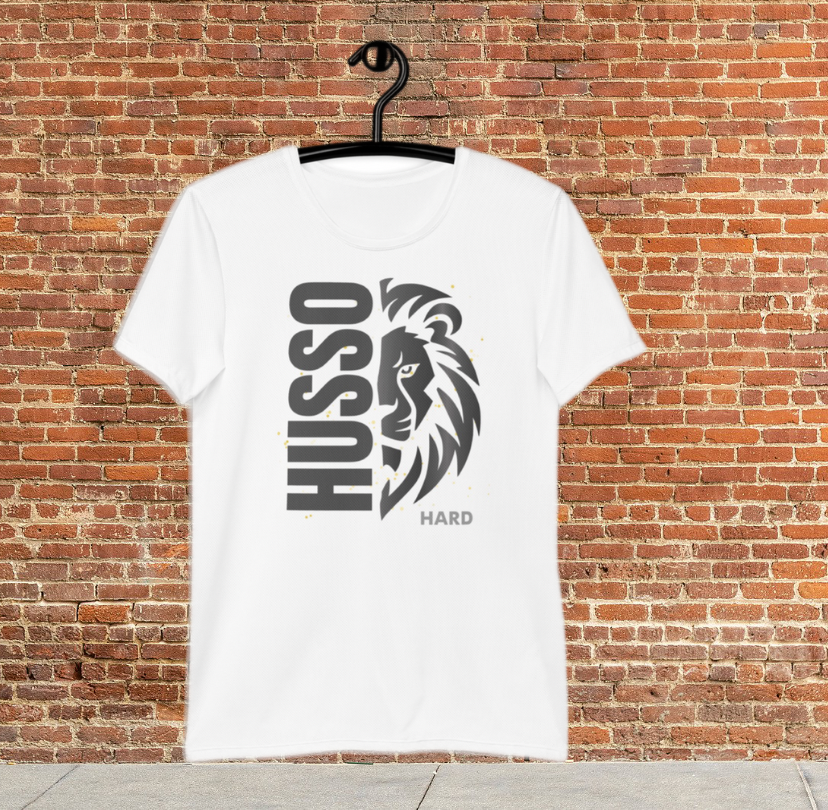 Husso Hard half face lion Husso spandex athletic t-shirt