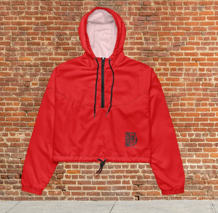 Husso Hard half face lion husso cropped windbreaker
