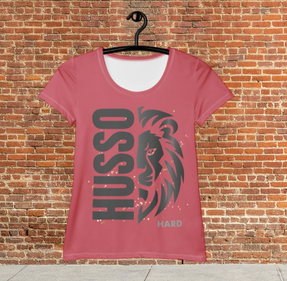 Husso Hard half face lion husso spandex athletic t-shirt