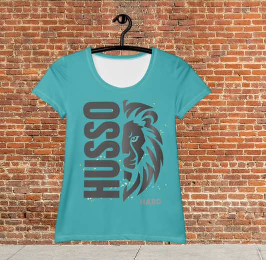 Husso Hard half face lion husso spandex athletic t-shirt
