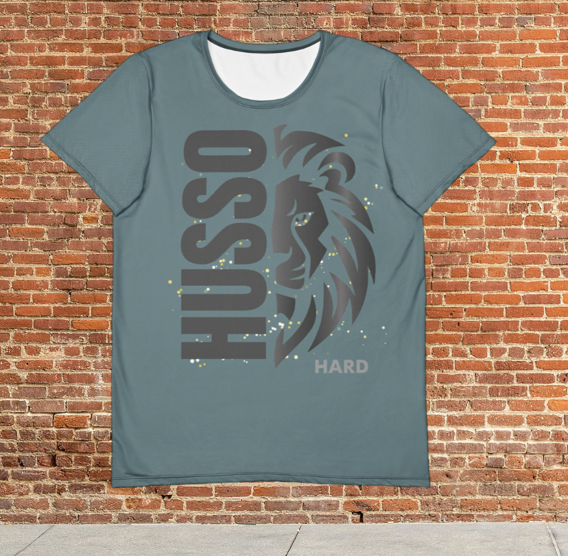 Husso Hard half face lion husso spandex athletic t-shirt