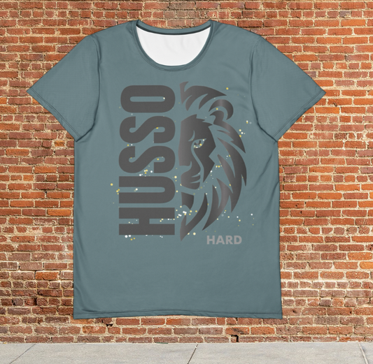 Husso Hard half face lion husso spandex athletic t-shirt