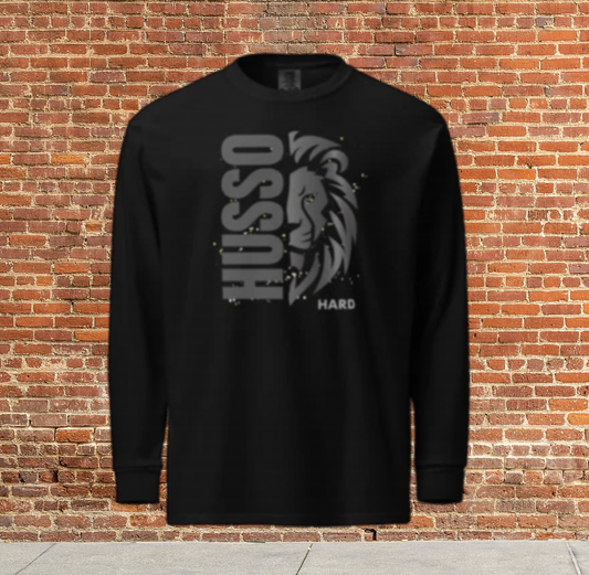 Husso Hard half lion face Husso Garment-dyed heavyweight long-sleeve shirt