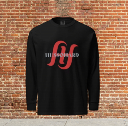 Husso Hard double red H Garment-dyed heavyweight long-sleeve shirt