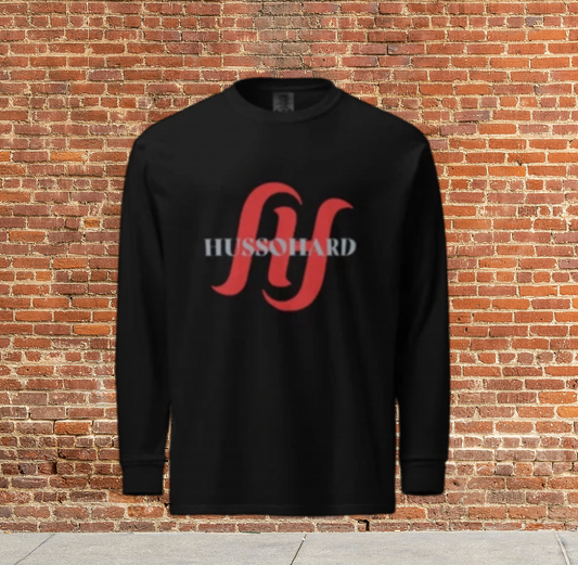 Husso Hard double red H Garment-dyed heavyweight long-sleeve shirt